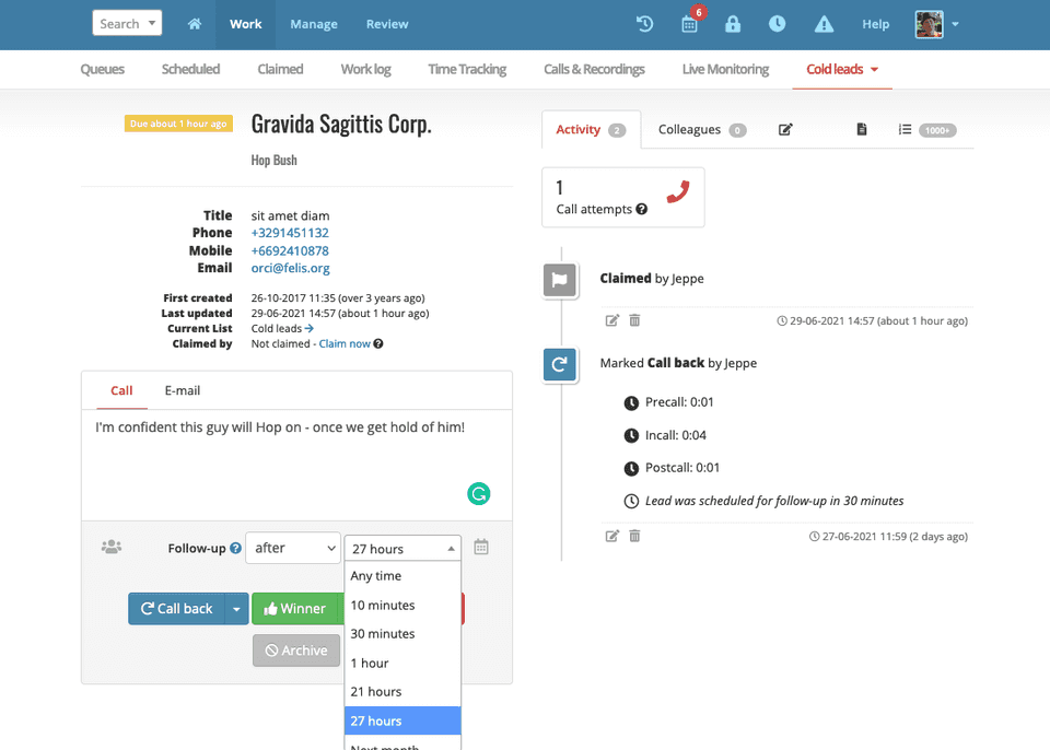 Utiliza nuestro potente programador para mantenerte al día y hacer un seguimiento constante de los clientes potenciales