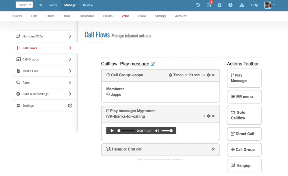 Setting up IVR in Myphoner