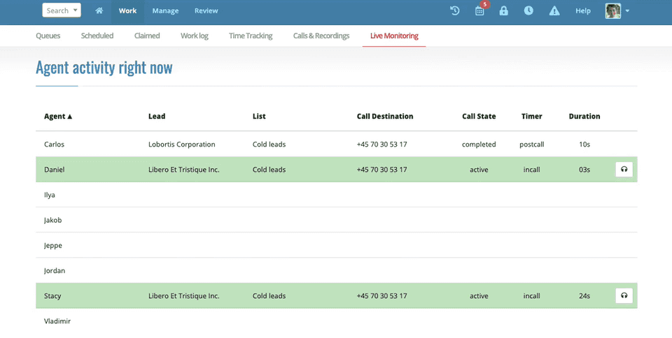 Live monitoring in Myphoner