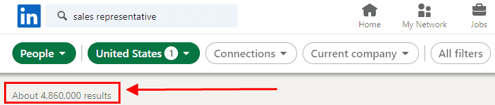 Search for "sales representative" on LinkedIn