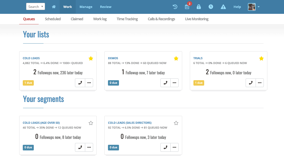 Personalised campaign dashboard in Myphoner.