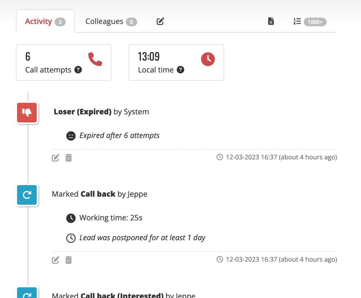 Leads are automatically expired based on settings