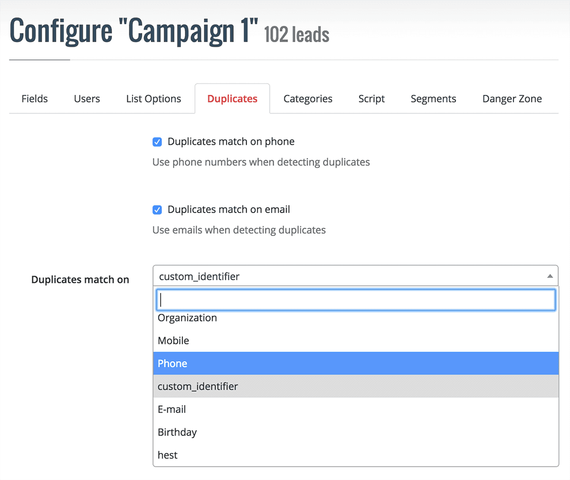 Selecting the data points for detecting duplicates